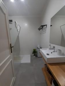 伊利亚武Amália Rodrigues -apartamento com 3 quartos em pleno coração de Ílhavo的白色的浴室设有水槽和镜子