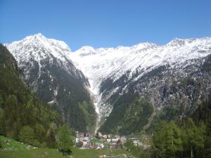 格舍嫩菲瑞恩沃浓瑞特旅馆的山谷中与村庄的白雪 ⁇ 的山脉