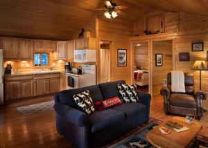 西格拉西尔Reclusive Moose Cabins的带沙发的客厅和厨房