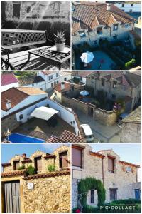 BenquerenciaCasa Rural Piedras de Benquerencia的建筑物和屋顶四幅图片的拼贴画