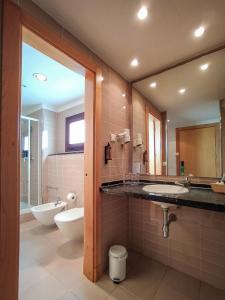 拉利内阿-德拉康塞普西翁直布罗陀坎波欧特斯酒店的一间带水槽、卫生间和镜子的浴室
