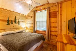 盖茨堡Drummer Boy Camping Resort的一间卧室配有一张床和一台平面电视