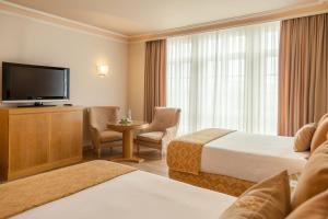 圣地亚哥－德孔波斯特拉洛萨贝托豪华酒店的酒店客房设有两张床和一台平面电视。
