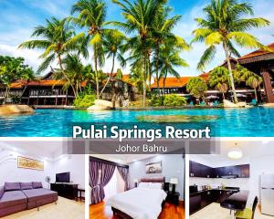 士姑来【Amazing】Pool View 2BR Suite @ Pulai Springs Resort的度假村和游泳池的照片拼合