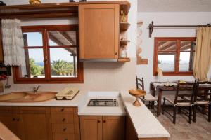 阿吉亚帕拉斯夫Ligres Beach - 2 Bedrooms Apartment Sea View的厨房配有水槽、炉灶和桌子