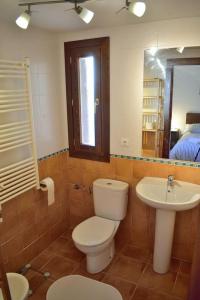圣克鲁斯德拉塞罗斯Casa El Parral 2 dormitorios的一间带卫生间、水槽和镜子的浴室