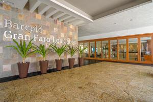 圣何塞德尔卡沃格兰法鲁洛斯卡沃斯巴塞罗酒店&度假村的种植盆栽植物的建筑的大厅