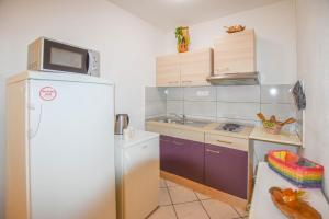 比奥格勒·纳·莫鲁Rooms Oak Tree的小厨房配有冰箱和微波炉。