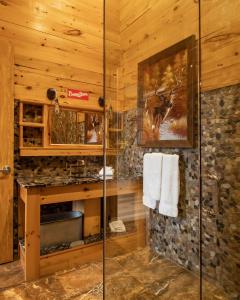 查塔姆怀旧套房酒店的小木屋内带淋浴的浴室