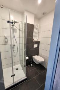 汉堡Hotel City Meetpoint的带淋浴和卫生间的浴室
