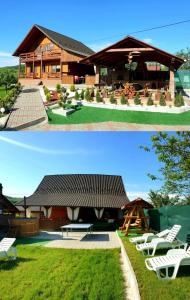 贝克良Cabana LaGică的两张带野餐区的房屋照片