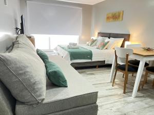 圣卡洛斯-德巴里洛切Acqua Apartments Bariloche的带沙发、床和桌子的客厅