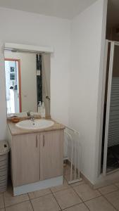 贝济耶Les soleiades的一间带水槽和镜子的浴室
