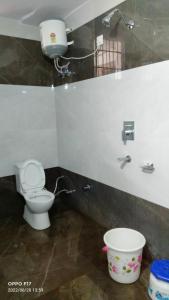 钱德加尔Hotel Diamond Ring Chandigarh的一间带卫生间和桶的浴室