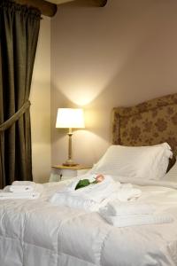 阿里斯蒂埃布雷沙精品酒店的一张带白色床单的床和一盏靠窗的灯