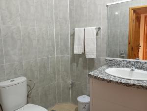 塔鲁丹特Almounia Hotel & Spa的一间带卫生间和水槽的浴室
