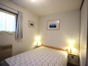 尚鲁斯Appartement Chamrousse, 2 pièces, 6 personnes - FR-1-549-53的一间卧室配有一张带两个灯的床