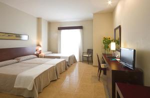 圣佩德罗-德尔皮纳塔尔特拉尼亚酒店的酒店客房设有两张床和一台平面电视。