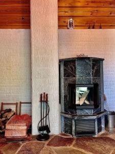 塔库沃里Costa Villa的客厅设有壁炉和电视