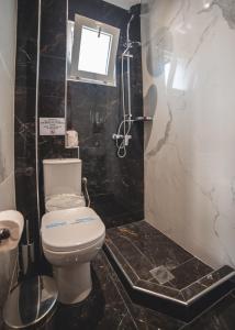 卡兰巴卡银河酒店的一间带卫生间和淋浴及窗户的浴室