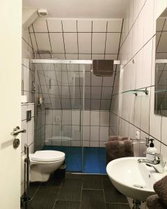 伯格北马格德堡Pension32的一间带卫生间和水槽的浴室