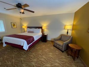 萨克拉门托萨克拉门托总督酒店的配有一张床和一把椅子的酒店客房