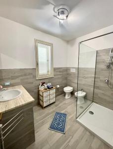 奇尼斯浦西拉度假屋的带淋浴、卫生间和盥洗盆的浴室