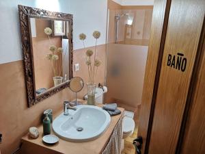 RicoteDomicilio de Vida的一间带水槽、卫生间和镜子的浴室