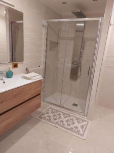 巴里Mivigio的带淋浴的浴室和玻璃门