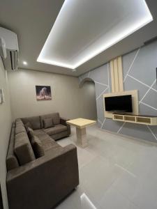 索哈尔Aalia Hotel Suites的带沙发和电视的客厅