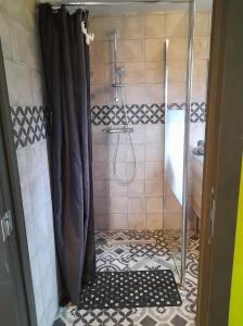 力宾Le Cerf volant的带淋浴的浴室和玻璃门