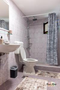 图兹拉Music House Apartment的浴室配有卫生间、盥洗盆和淋浴。
