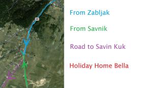 扎布利亚克Holiday Home Bella的萨米亚克路地图和度假屋