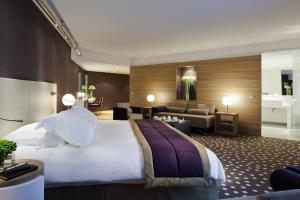 里尔巴里亚里尔酒店的酒店客房设有一张大床和一间客厅。