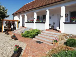 PăulişCasa Ago - Guest House的前面有楼梯和鲜花的房子