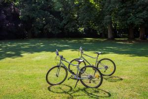 瓦涅扎西Les Demeures de Varennes, BW Signature Collection的两辆自行车停在草地上