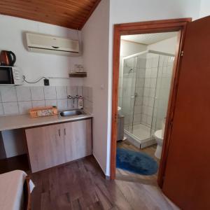 维谢格拉德玫瑰小屋旅馆的一间带水槽和卫生间的小浴室