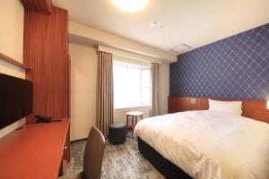 东京东京目白里奇蒙德酒店的一间酒店客房,配有一张床和一台电视