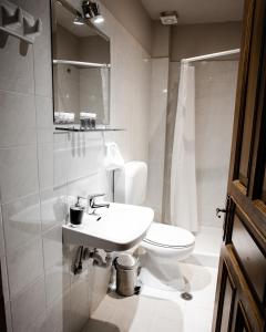 埃拉蒂扎戈里Shamrock Elati Retreats的白色的浴室设有水槽和卫生间。