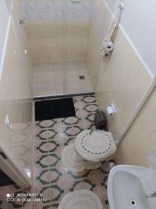圣特雷莎KITNET DU VÔ的一间带卫生间和淋浴的小浴室