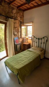 卡皮亚德尔德尔蒙特Costas del Cuniputu - Casa de Campo的一间卧室设有一张绿色的石墙床。
