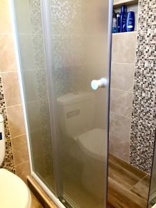 尤塔哈Villa Milka的浴室内配有淋浴和卫生间