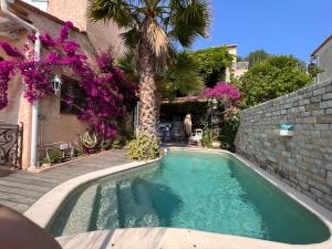 滨海卡涅格里马迪尼斯住宿加早餐旅馆的一座游泳池,旁边是一座棕榈树