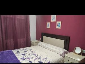 莫拉塔利亚Andrevia del carmen的一间卧室配有一张床和粉红色的墙壁