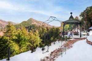西姆拉Taj Theog Resort & Spa Shimla的山地雪地凉亭