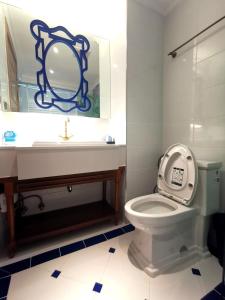 纳仲天C24 Seven Seas Cote DAzur Luxury Private的一间带卫生间、水槽和镜子的浴室