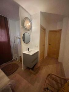 瓦伦西亚Casa del palmar junior的浴室设有水槽和墙上的镜子