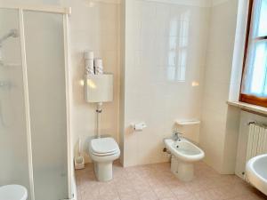 圣奇诺·迪·蒙塔尼亚Hotel Edelweiss的一间带卫生间和水槽的浴室
