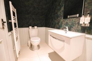 库勒The Seafield Arms-Cullen的白色的浴室设有卫生间和水槽。