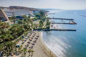 利马索尔利马索尔阿马图斯海滩酒店的享有海滩和海洋的空中景致
